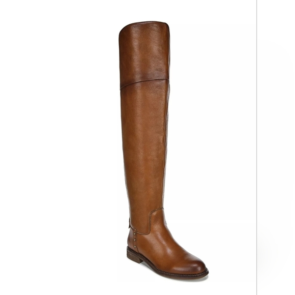 Stylish Franco Sarto x Anthro Cognac Leather OTK Boots - Picture 5 of 11